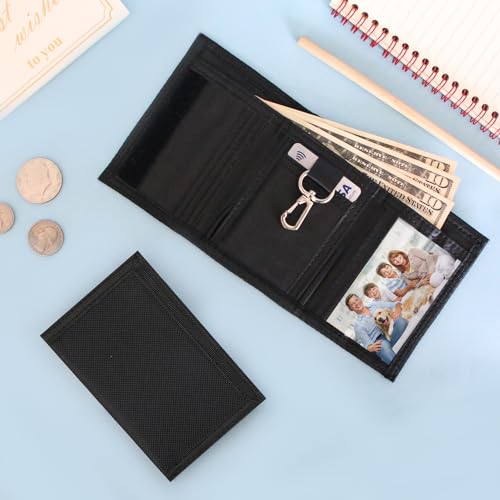 Lamiza Kids Wallet for Boys Girls Teens Trifold, Canvas Toddler Wallet for Boys, Cute Zipper Wallets Youth with Coin Pocket and Card Holders, Novelty Wallets for Childrens Birthday Gifts (Black) - Image 2