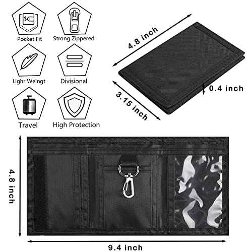 Lamiza Kids Wallet for Boys Girls Teens Trifold, Canvas Toddler Wallet for Boys, Cute Zipper Wallets Youth with Coin Pocket and Card Holders, Novelty Wallets for Childrens Birthday Gifts (Black) - Image 3