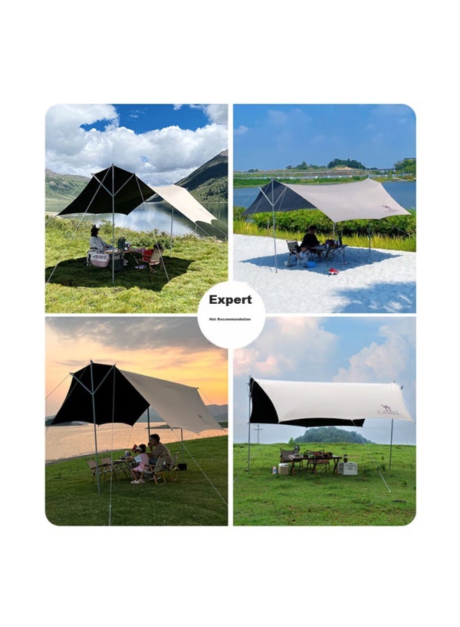 Camel Tarpaulin Tent, Outdoor Camping Table And Chairs, Black Rubber Tarp, Sun Protection Equipment [trident] 133da6b015 - Image 4