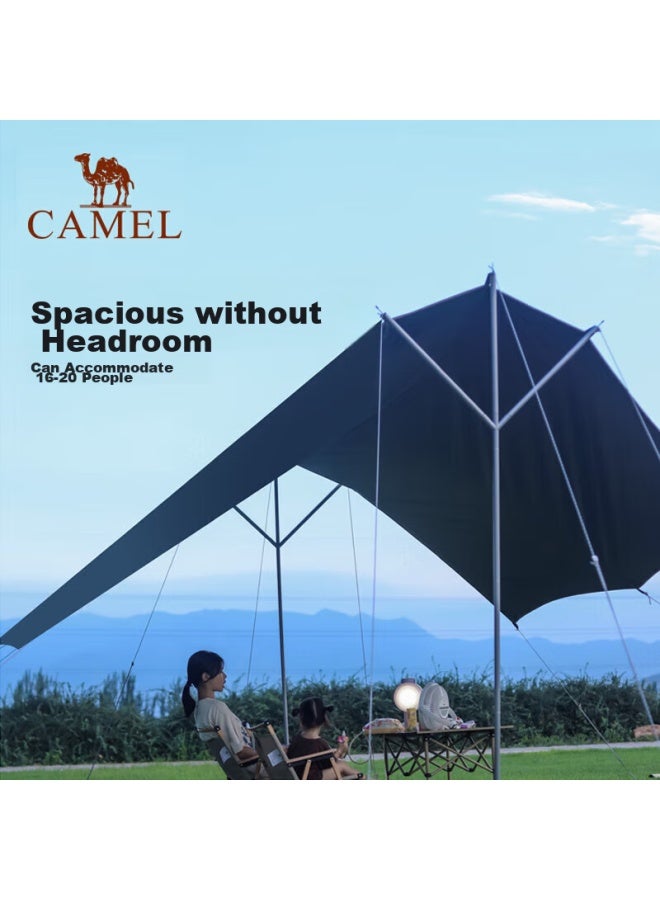 Camel Tarpaulin Tent, Outdoor Camping Table And Chairs, Black Rubber Tarp, Sun Protection Equipment [trident] 133da6b015 - Image 2