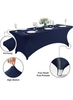 HomarKet Spandex Tablecloth , 122*76*76CM Washable and Wrinkle Resistant Stretch Rectangular Fitted Patio Table Cover for Event, Wedding, Banquet & Parties (4FT,Blue)  - Image 3