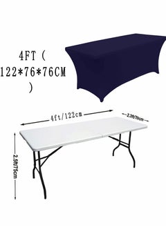 HomarKet Spandex Tablecloth , 122*76*76CM Washable and Wrinkle Resistant Stretch Rectangular Fitted Patio Table Cover for Event, Wedding, Banquet & Parties (4FT,Blue)  - Image 4
