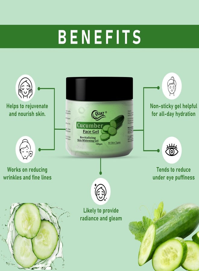 Quat Face Gel for Glowing Skin, Women, Men (Cucumber Gel) - Image 4