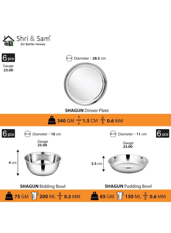 Shri & Sam Stainless Steel Shagun Dinner Set (36 Pcs Set) - Solid - Image 4