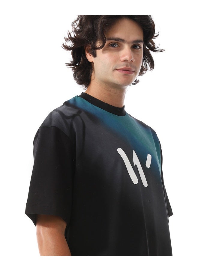 WHITE RABBIT Gradient Self Patterened T-Shirt - Image 4