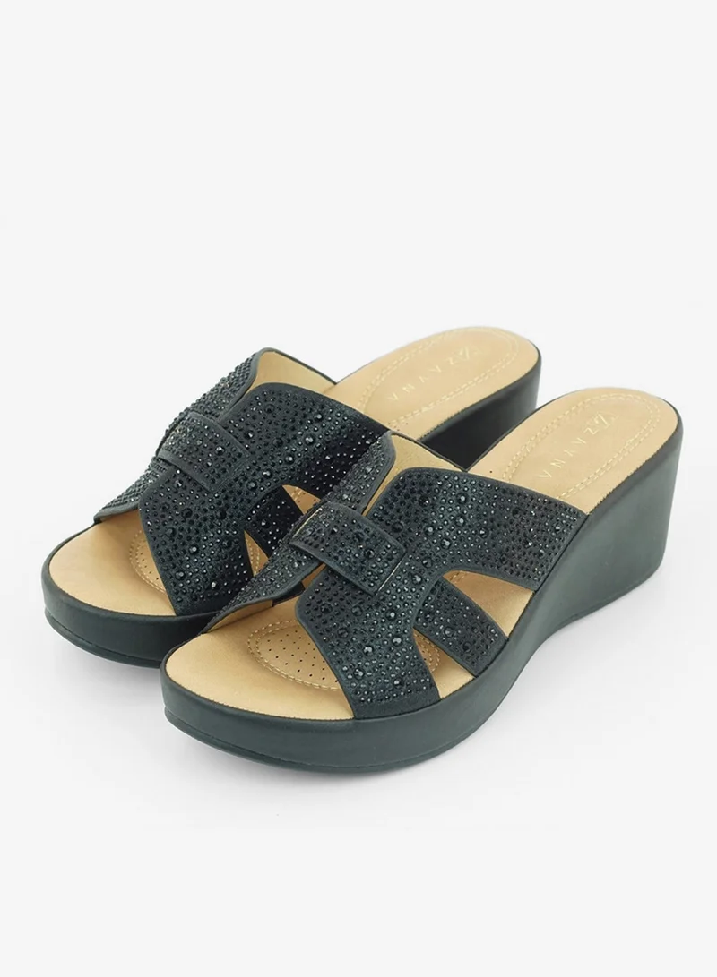 Zayna Black 221-323 Zayna Ladies Classic Wedge Slides 3F8730-316 Black for Women | Best Price UAE