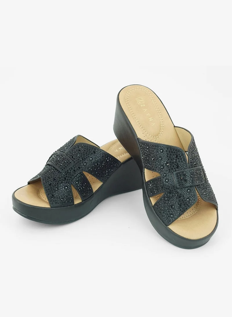 Zayna Black 221-323 Zayna Ladies Classic Wedge Slides 3F8730-316 Black for Women | Best Price UAE