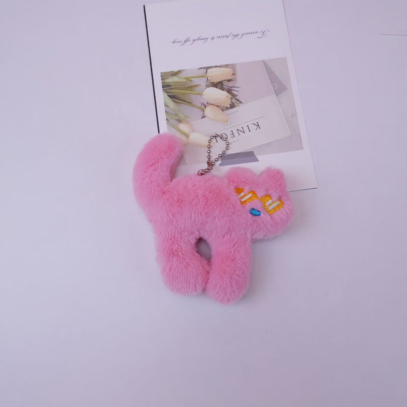 Funny Cat Plush Keychain with Glasses - Image 3