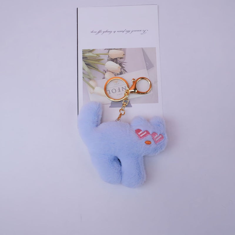 Funny Cat Plush Keychain with Glasses - Image 2