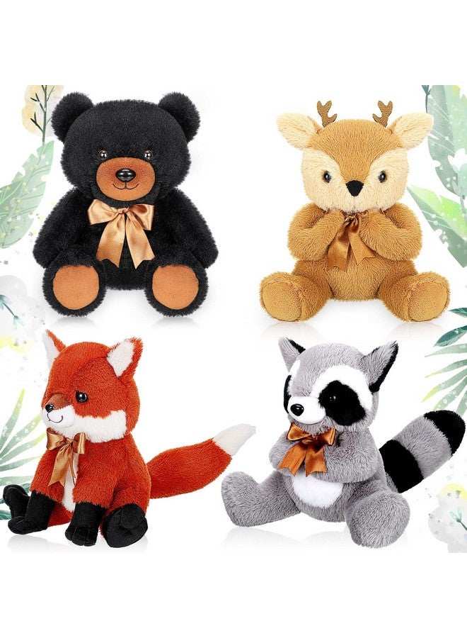 Zomiboo Woodland Stuffed Animal Jungle Animal Toy Set Including Plush Elk Fox Raccoon Black Bear Realistic Toy Woodland Forest Animals Mini Plush Wild Animals Toys - Image 1