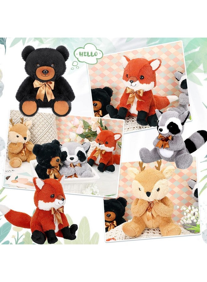 Zomiboo Woodland Stuffed Animal Jungle Animal Toy Set Including Plush Elk Fox Raccoon Black Bear Realistic Toy Woodland Forest Animals Mini Plush Wild Animals Toys - Image 4
