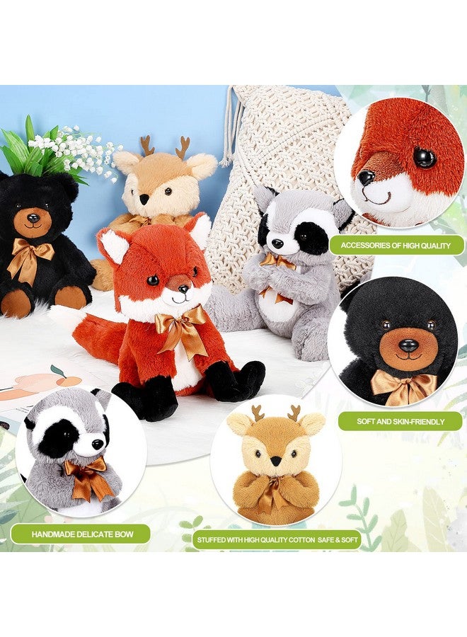 Zomiboo Woodland Stuffed Animal Jungle Animal Toy Set Including Plush Elk Fox Raccoon Black Bear Realistic Toy Woodland Forest Animals Mini Plush Wild Animals Toys - Image 3
