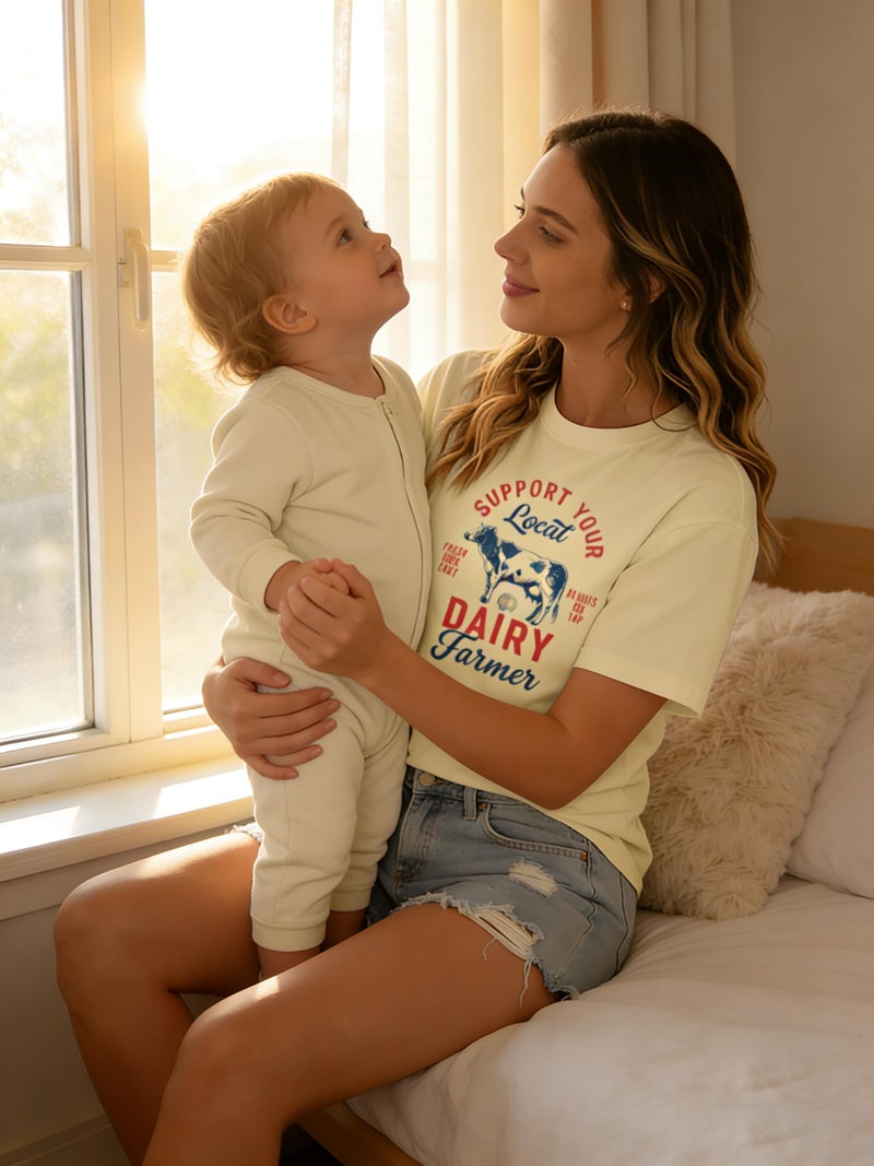 UNIQUEONE Comfort Breastfeeding Shirts for Women Zip Nursing Tops Casual Distressed Acid Washed Maternity Tees Apricot - Image 3