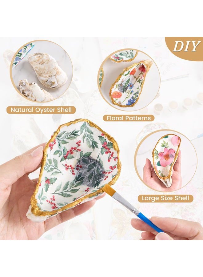 APUDWN 16 Set Oyster Shells for Crafts 4-5 Inch DIY Natural Concave Oyster Shell Craft Kits with Decoupage Paper Napkin Glue Paint and Brushes for Christmas, Beach Themes, Bridal Shower, Wedding Decor - Image 4