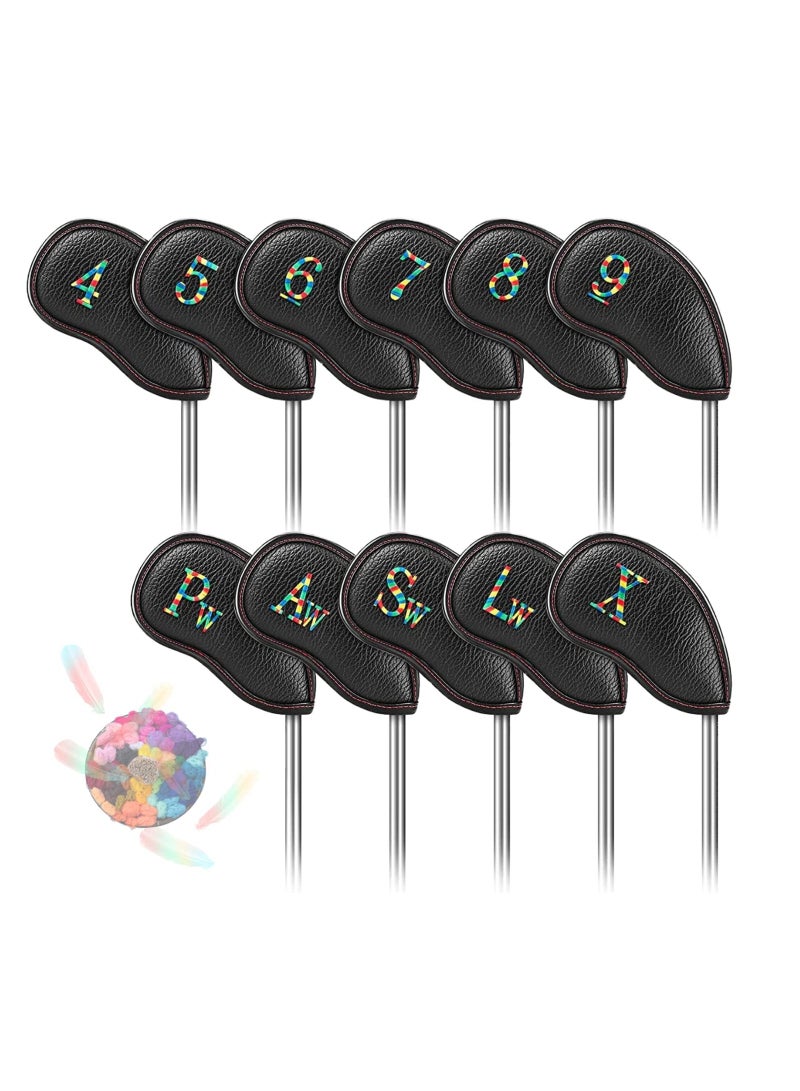 SYOSI Golf Iron Head Covers 11pcs Thicken Pu Leather Soft Lightweight Rainbow Cross Number Embroidery Edging Closely Protector Waterproof Durable Fit Most Brands （4-9 Pw Aw Sw Lw X）  - Image 1