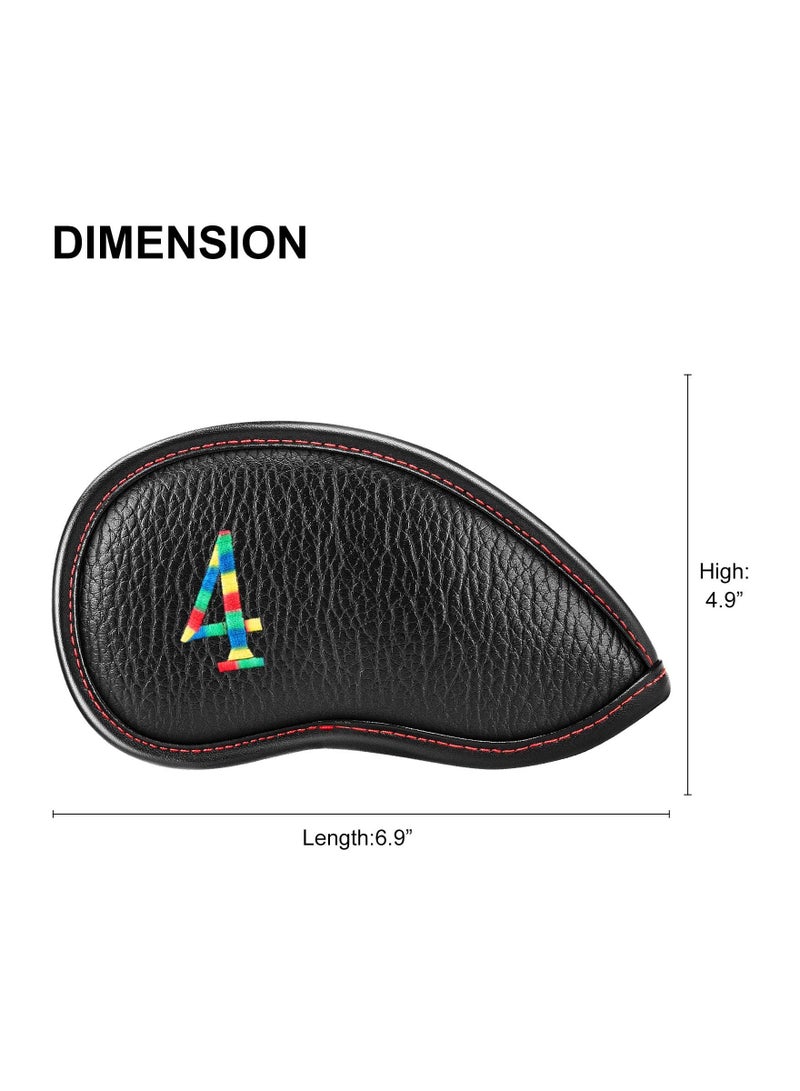 SYOSI Golf Iron Head Covers 11pcs Thicken Pu Leather Soft Lightweight Rainbow Cross Number Embroidery Edging Closely Protector Waterproof Durable Fit Most Brands （4-9 Pw Aw Sw Lw X）  - Image 2