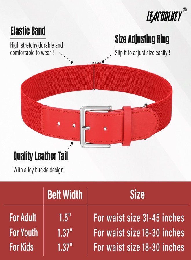 LEACOOLKEY Baseball Belt and Socks Combo Set Softball Socks and Elastic Belt for Adult Men Women Red - Image 4