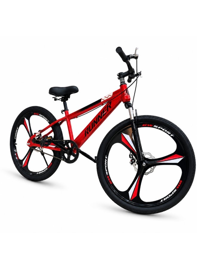 RUNNER MAG 26" Bicycle with 3-Spoke Mag Alloy Wheels, Dual Disc Brakes, Front Suspension, Carbon Steel Frame, Quick Release Seat, Fully Assembled - Image 3