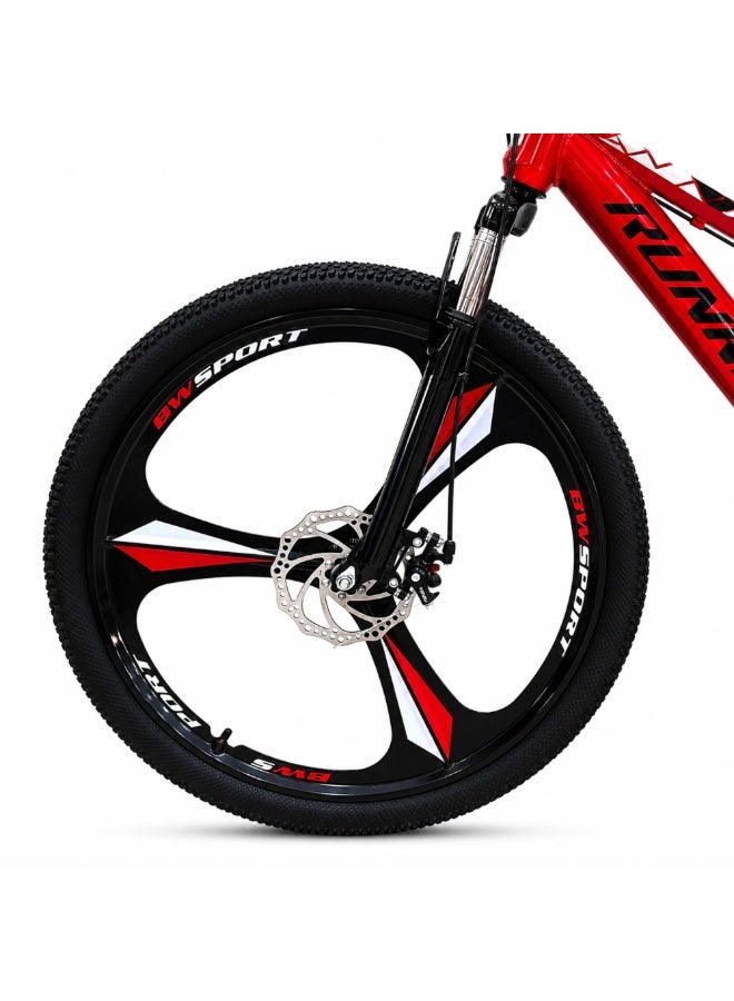 RUNNER MAG 26" Bicycle with 3-Spoke Mag Alloy Wheels, Dual Disc Brakes, Front Suspension, Carbon Steel Frame, Quick Release Seat, Fully Assembled - Image 5