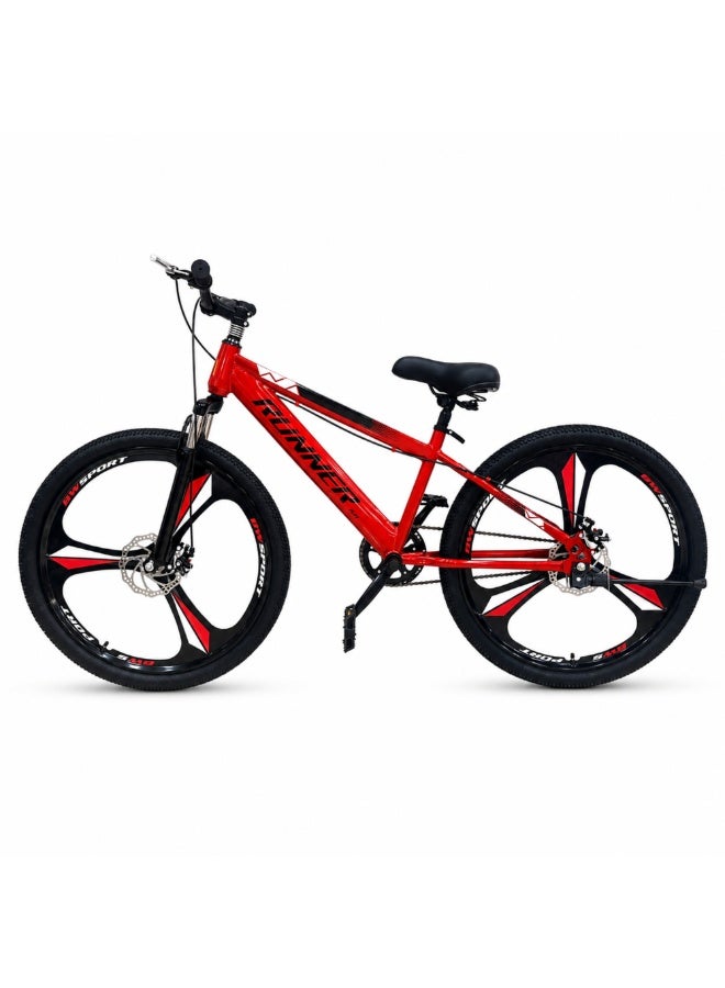 RUNNER MAG 26" Bicycle with 3-Spoke Mag Alloy Wheels, Dual Disc Brakes, Front Suspension, Carbon Steel Frame, Quick Release Seat, Fully Assembled - Image 4