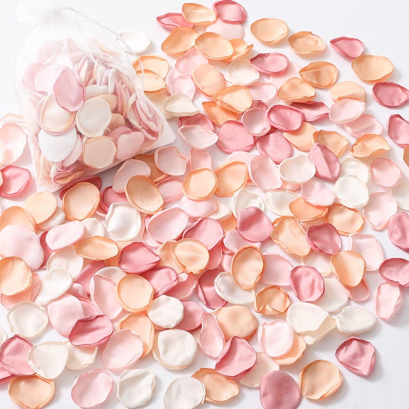 Serwalin 300Pcs Silk Rose Petals Artificial Flower Petals for Weddings Champagne Gold Petals Fake Flower Girl Petals for Wedding Flower Girl Basket Aisle Runner Bridal Shower 4 Color Mixes