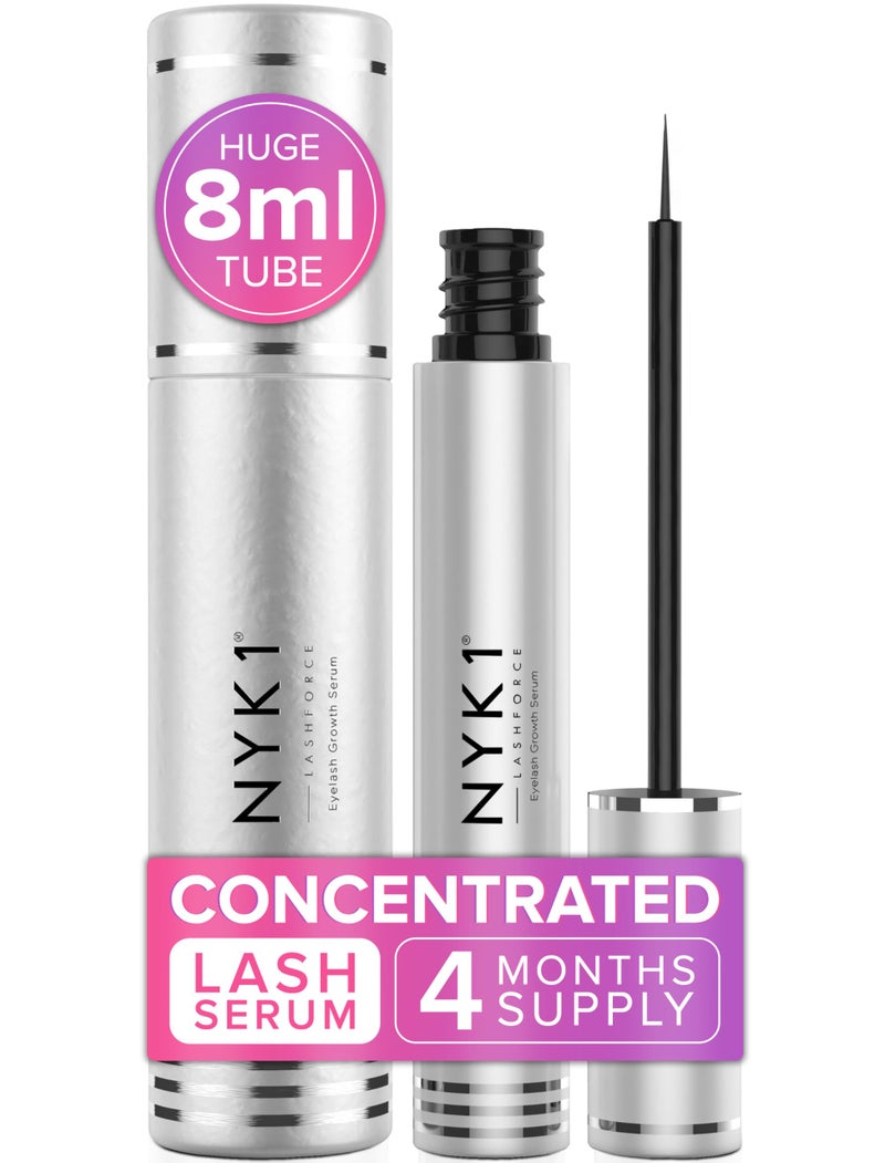 NYK1 CONCENTRATED Lash Serum For Eyelash Growth (XL - 8ml) LashForce Eyelash Serum To Grow Lashes Longer And Thicker - Eye Lash Enhancing Formula With Easy Application And Long Lasting Results - Image 1