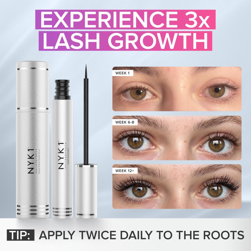 NYK1 CONCENTRATED Lash Serum For Eyelash Growth (XL - 8ml) LashForce Eyelash Serum To Grow Lashes Longer And Thicker - Eye Lash Enhancing Formula With Easy Application And Long Lasting Results - Image 4