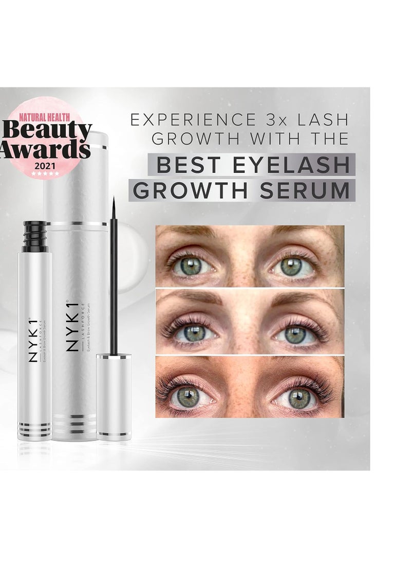 NYK1 Volume Enhancing Lash Serum For Eyelash Growth (XL - 8ml) LashForce Eyelash Serum To Grow Lashes Longer And Thicker Eyelash Growth Serum - Lash Growth Serum For Enhanced Eye Lash Serum Growth