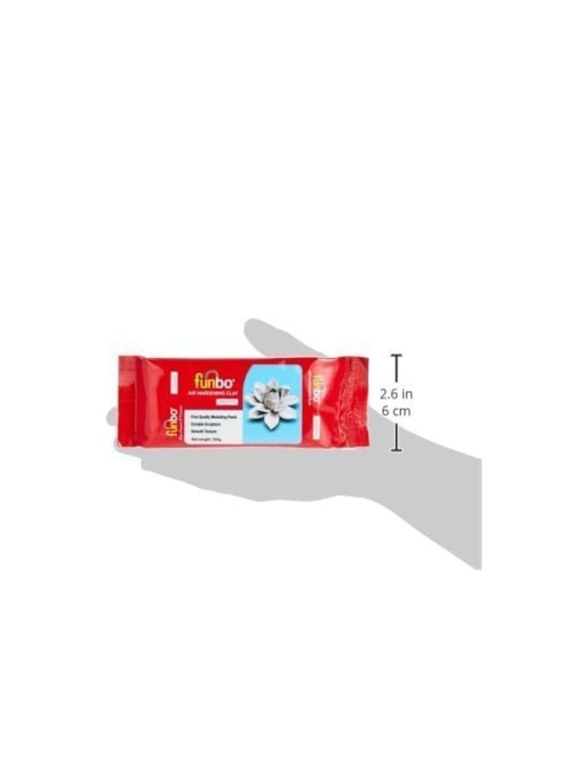 فانبو Funbo Air Hardening Clay Premium Modeling Paste for Arts & Crafts | White (250g) - Image 2
