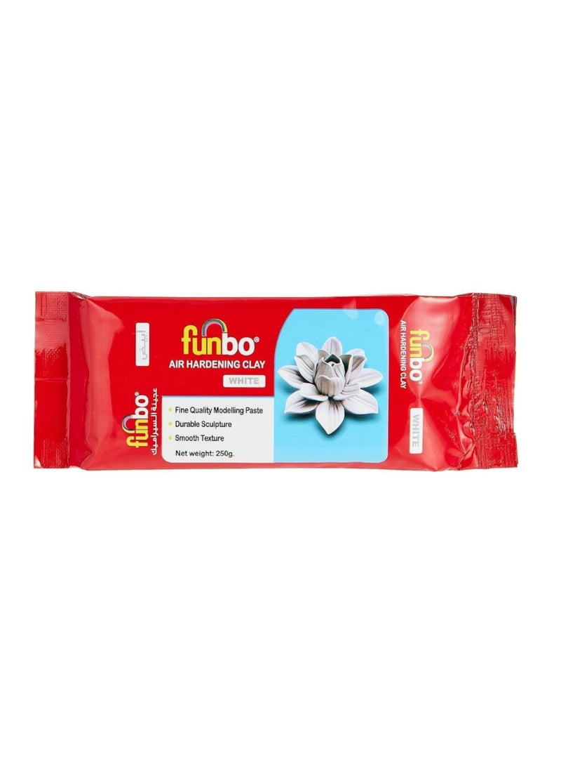 فانبو Funbo Air Hardening Clay Premium Modeling Paste for Arts & Crafts | White (250g) - Image 1