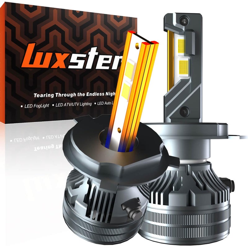 LUXSTER | Punisher H4 9003 LED Bulbs, 40000LM Ultra Bright, Triple Copper Pipes Cooling Tech(Unique), Plug-N-Play Installation, 6000K Pure White Foglight, IP68 Waterproof, Pack of 2 - Image 1