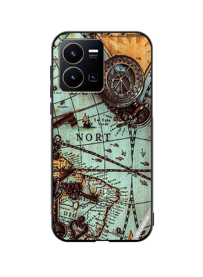 غطاء حماية لهاتف Vivo Y35 بتصميم Compass متعدد الألوان