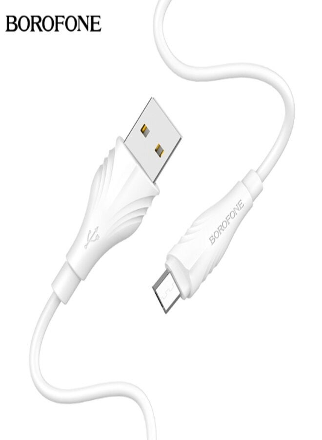 بوروفون كابل USB إلى Micro BX18 أبيض - Image 1