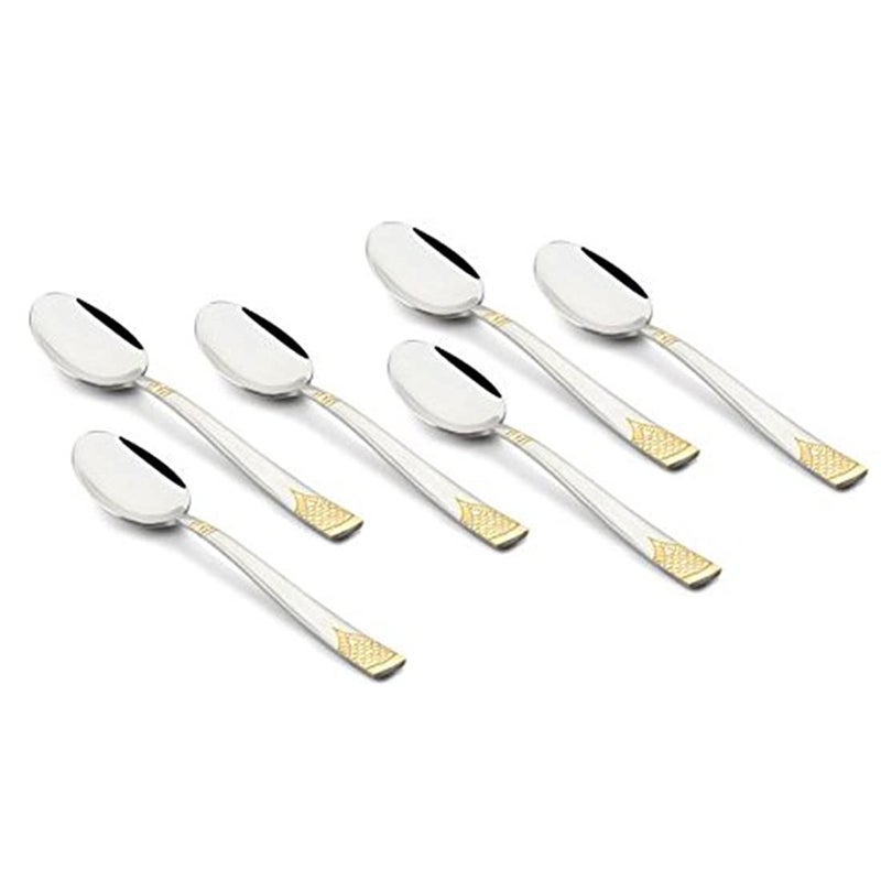 FnS August Stainless Steel 24 Karat Gold Plated Dessert Spoon | Ideal for Home, Restaurant and Kitchen |Elegant Design (Set of 6) - Image 5