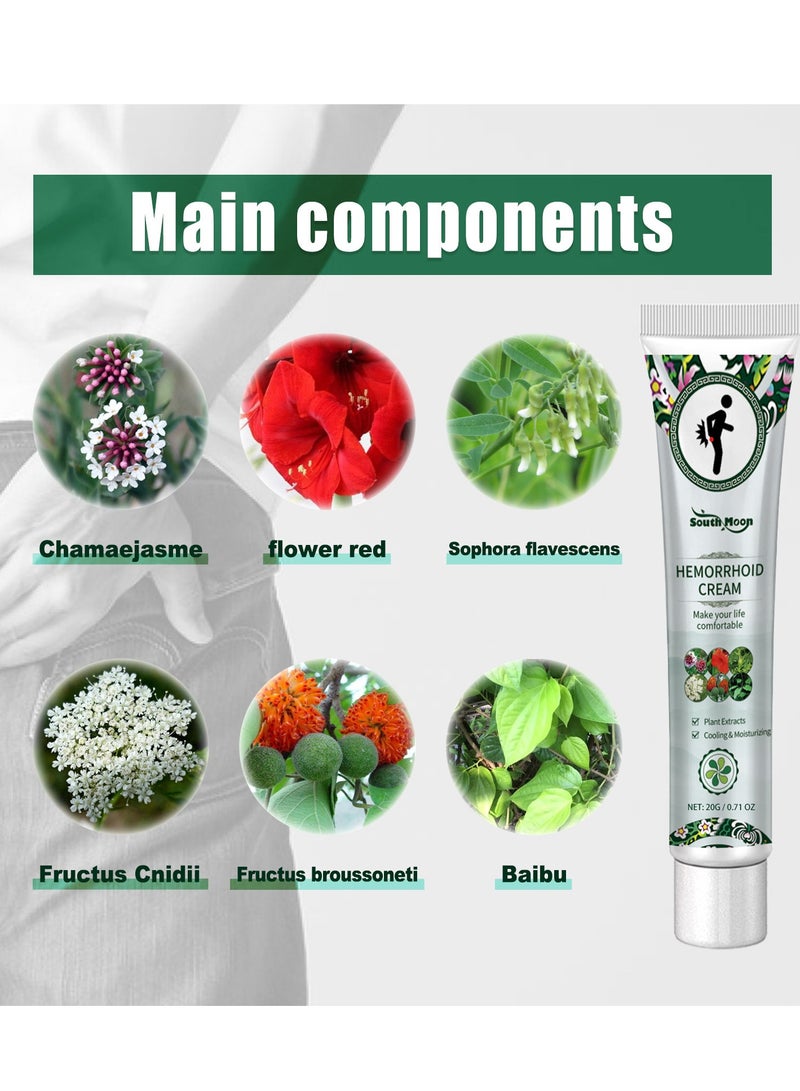 ساوث مون كريم علاج البواسير الداخلية والخارجية ، كريم البواسير العشبية ، كريم تخفيف البواسير العشبية ، رذاذ مهدئ شرجي ، مرهم شق البواسير (20 جم) - Image 3