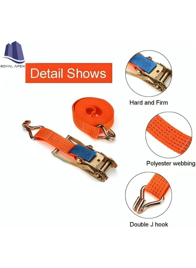 Royal Apex Royal Apex Heavy Duty Cargo Lashings Straps Ratchet & Fastening Tape Tie Down Hook (2â€x10 Metre)  - Image 3