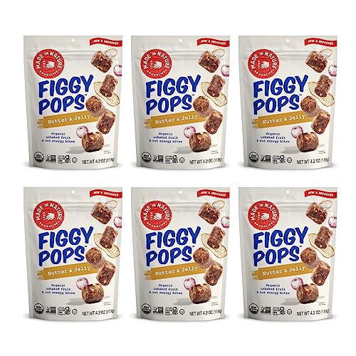 Made In Nature Organic Figgy Pops Nutter Jelly 42 Ounce Pack of 6 Unbaked Fruit Nut Energy Bites NonGMO Gluten Free Vegan