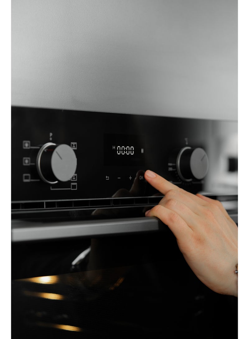 Starway 72 Lt 60x60cm 7 Cooking Programs Black Panel Built In Oven, Grill , Up & Down Heating, Cooling Fan, Digital Screen, Tray + Stand Included - Image 2