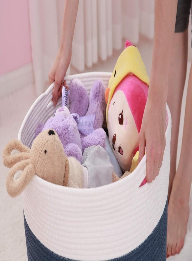 HOME FIESTA THE FIRST HOME DECOR Storage Basket with Lid, Cotton Rope Storage Baskets, Laundry Hamper, Toy Bin, for Toys Towels Blankets Storage in Living Room Baby Nursery (LD1) - Image 5