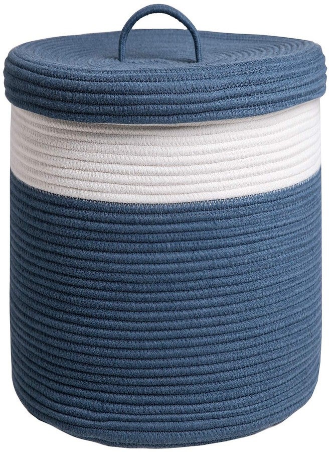 HOME FIESTA THE FIRST HOME DECOR Storage Basket with Lid, Cotton Rope Storage Baskets, Laundry Hamper, Toy Bin, for Toys Towels Blankets Storage in Living Room Baby Nursery (LD1) - Image 1