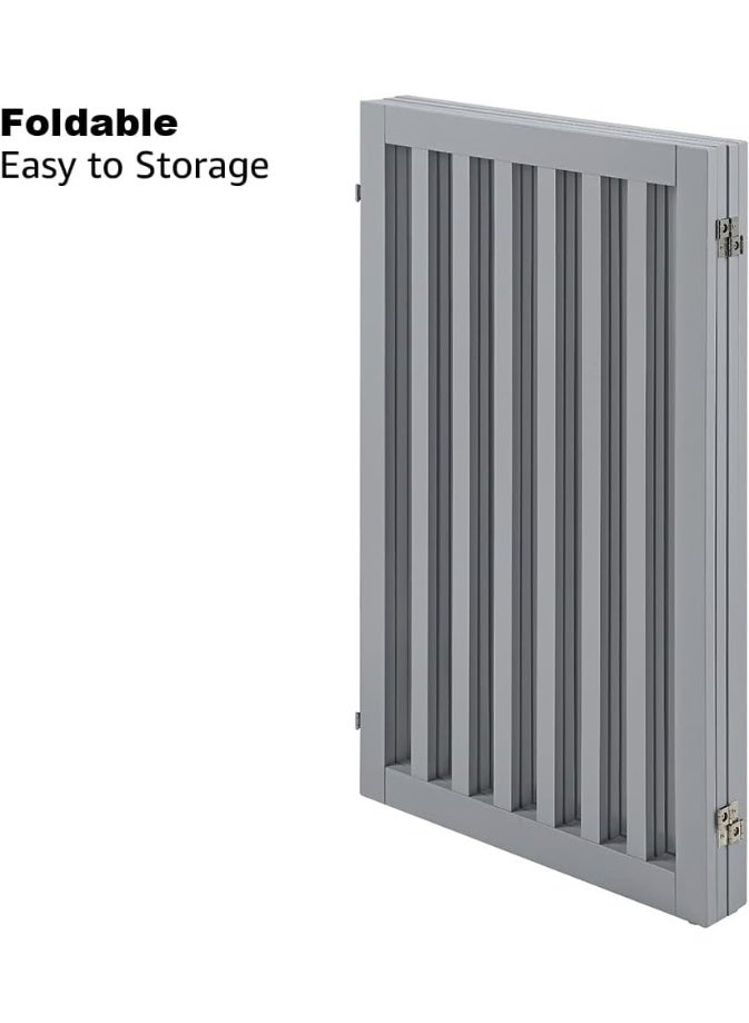 بوابة كلاب خشبية مسطحة قائمة بذاتها - قابلة للتعديل بعرض 20-80 بوصة وارتفاع 36 بوصة - حاجز داخلي طويل رمادي اللون للحيوانات الأليفة للمداخل والسلالم والأماكن المفتوحة - Image 4