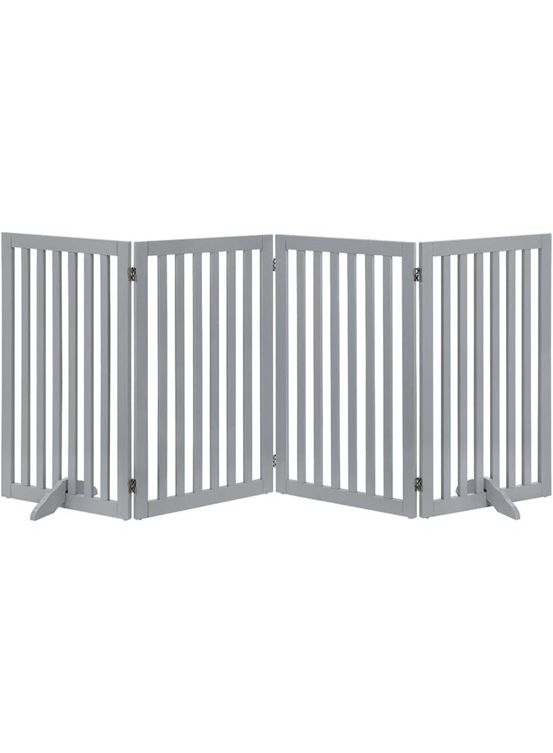 بوابة كلاب خشبية مسطحة قائمة بذاتها - قابلة للتعديل بعرض 20-80 بوصة وارتفاع 36 بوصة - حاجز داخلي طويل رمادي اللون للحيوانات الأليفة للمداخل والسلالم والأماكن المفتوحة - Image 1