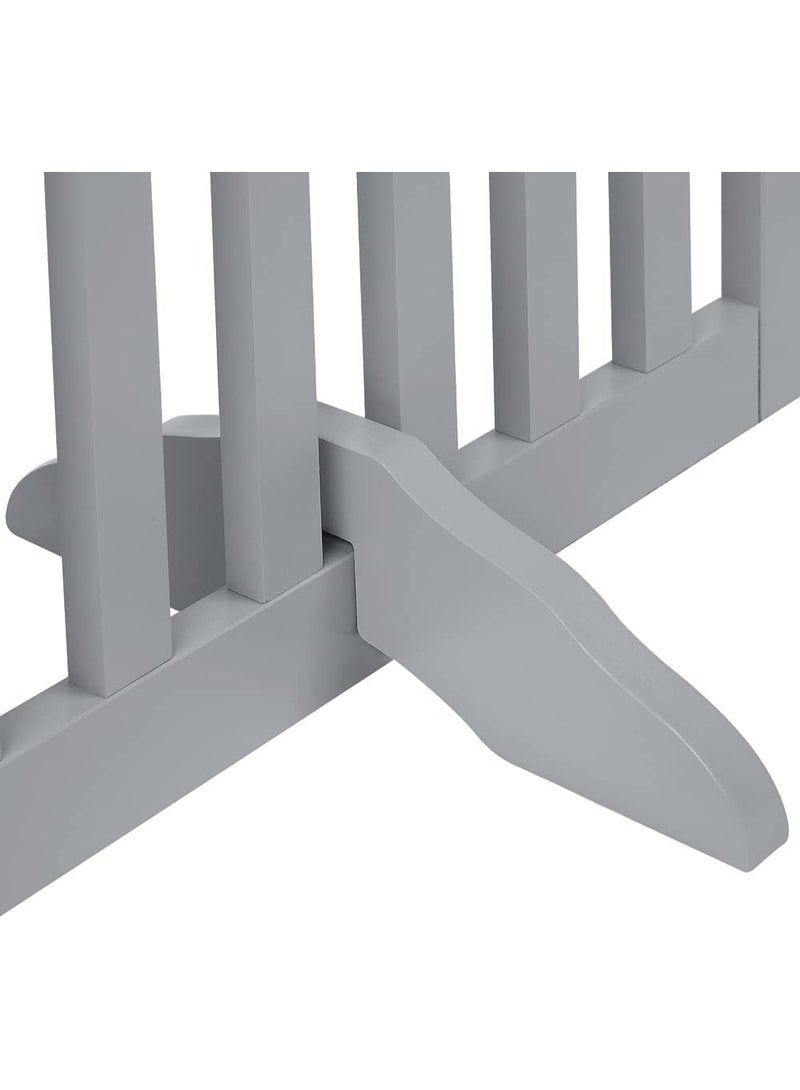 بوابة كلاب خشبية مسطحة قائمة بذاتها - قابلة للتعديل بعرض 20-80 بوصة وارتفاع 36 بوصة - حاجز داخلي طويل رمادي اللون للحيوانات الأليفة للمداخل والسلالم والأماكن المفتوحة - Image 5