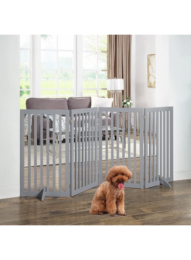 بوابة كلاب خشبية مسطحة قائمة بذاتها - قابلة للتعديل بعرض 20-80 بوصة وارتفاع 36 بوصة - حاجز داخلي طويل رمادي اللون للحيوانات الأليفة للمداخل والسلالم والأماكن المفتوحة - Image 2