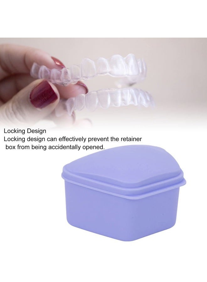 Brrnoo Trapezoid Retainer Case, 3 Pack Mouth Guard Cases, Retainer Case Denture Box Denture Storage Boxes, Travel Portable Box for Home Office Purple - Image 3