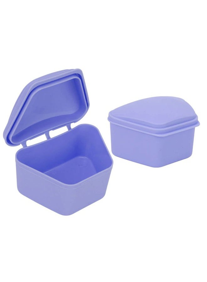 Brrnoo Trapezoid Retainer Case, 3 Pack Mouth Guard Cases, Retainer Case Denture Box Denture Storage Boxes, Travel Portable Box for Home Office Purple - Image 1