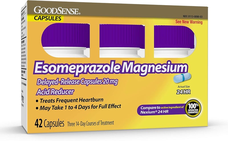 GOODSENSE Esomeprazole Magnesium Delayed Release Capsules 20 mg Proton Pump Inhibitor PPI for 24 Hour Frequent Heartburn Treatment 42 Count - Image 1