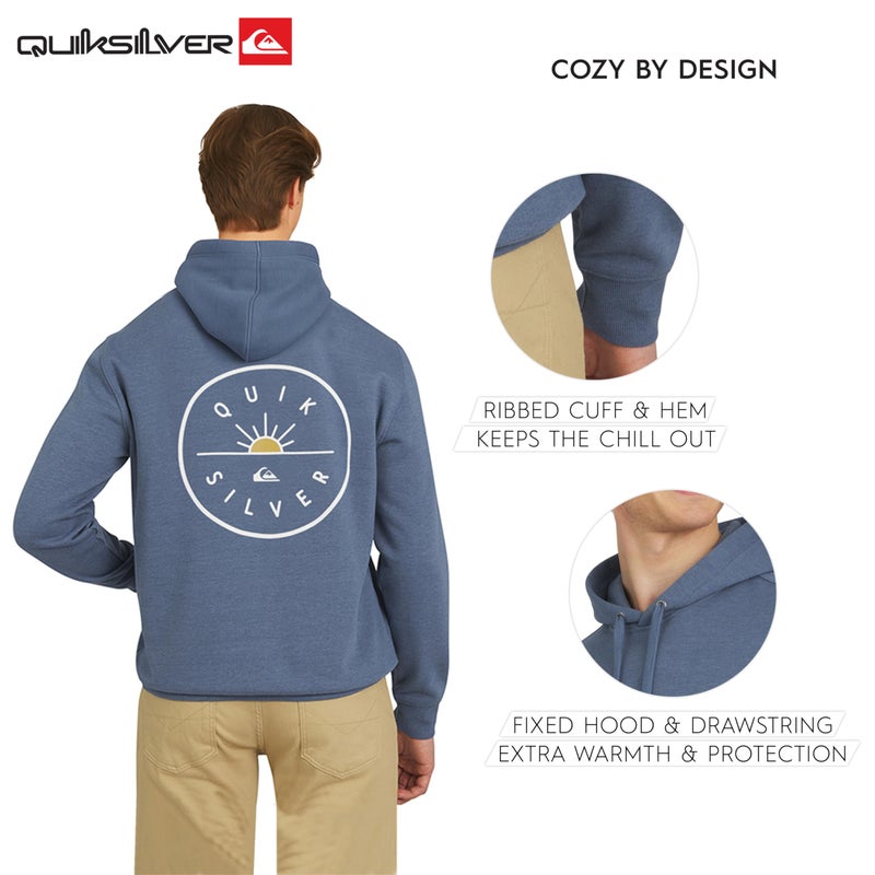 Quiksilver Men's Regular Fit Super Soft Fleece Midweight Pullover Hooded Sweatshirt, Navy Heather, Medium - Image 4