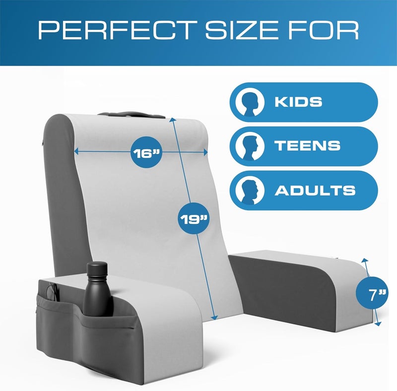 Kölbs Wedge Reading Cushion, Back Pillow for Bed Sitting Up, Cushion with Arms for TV Book Gaming Dorm Rooms, Backrest (Grey/White, Standard) - Image 5