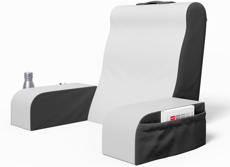 Kölbs Wedge Reading Cushion, Back Pillow for Bed Sitting Up, Cushion with Arms for TV Book Gaming Dorm Rooms, Backrest (Grey/White, Standard) - Image 1